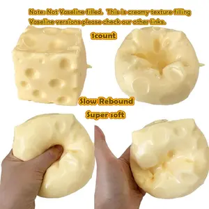 Moldable Squishy Cheese Block, Giant Yellow Fidget Toy with Slow Rebound, Super soft ASMR Stress Ball with Squeeze Feature for Play & Relaxation