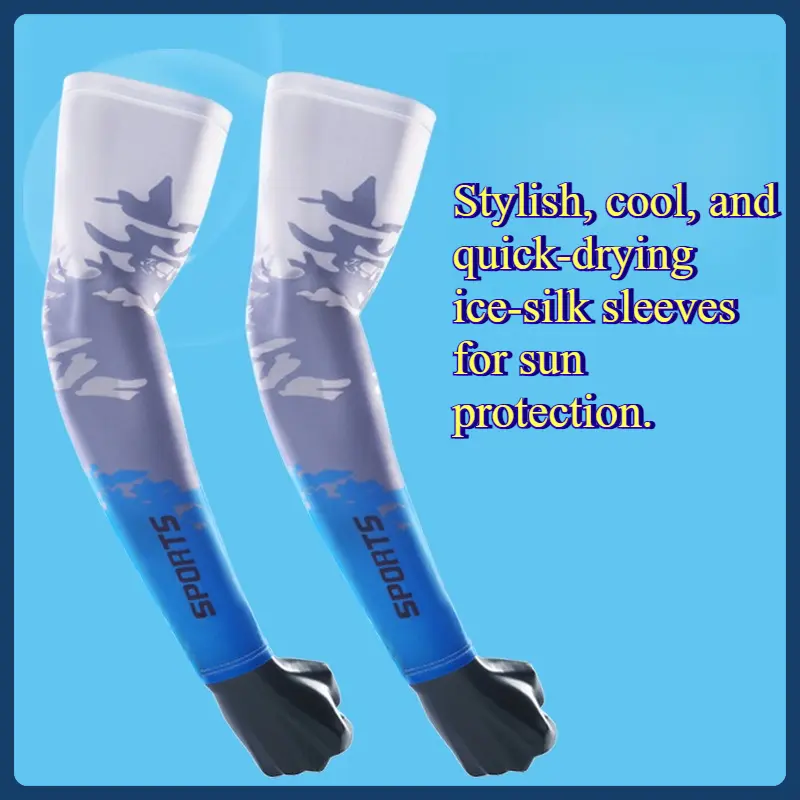 New Sports Arm Sleeves For Sun Men Women Outdoor Cooling Ice Silk Sleeve Quick Dry For Running Cycling Golf Fishing Travel Driving Daily Wear Thin Breathable Soft Gifts Blue Camo Arm Sleeves Cover