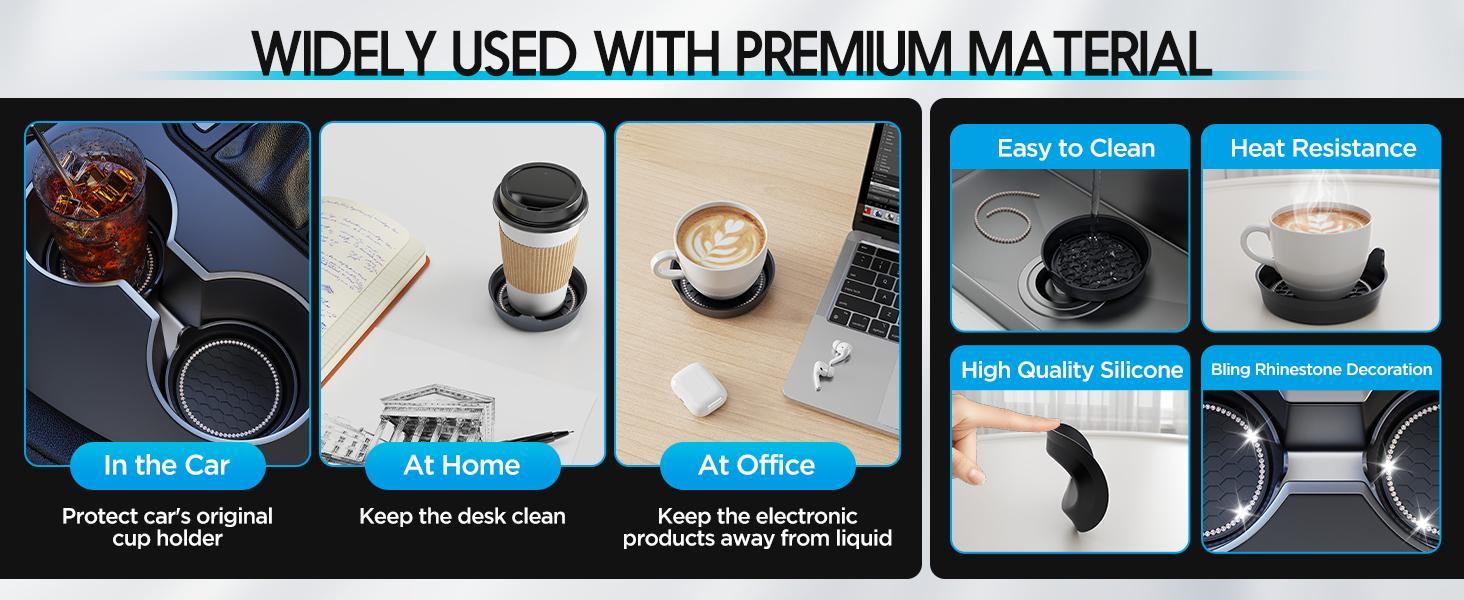 2PCS Bling Crystal Car Cup Holders  Non-Slip Coasters for Car Interior | Universal Fit, Luxury Style