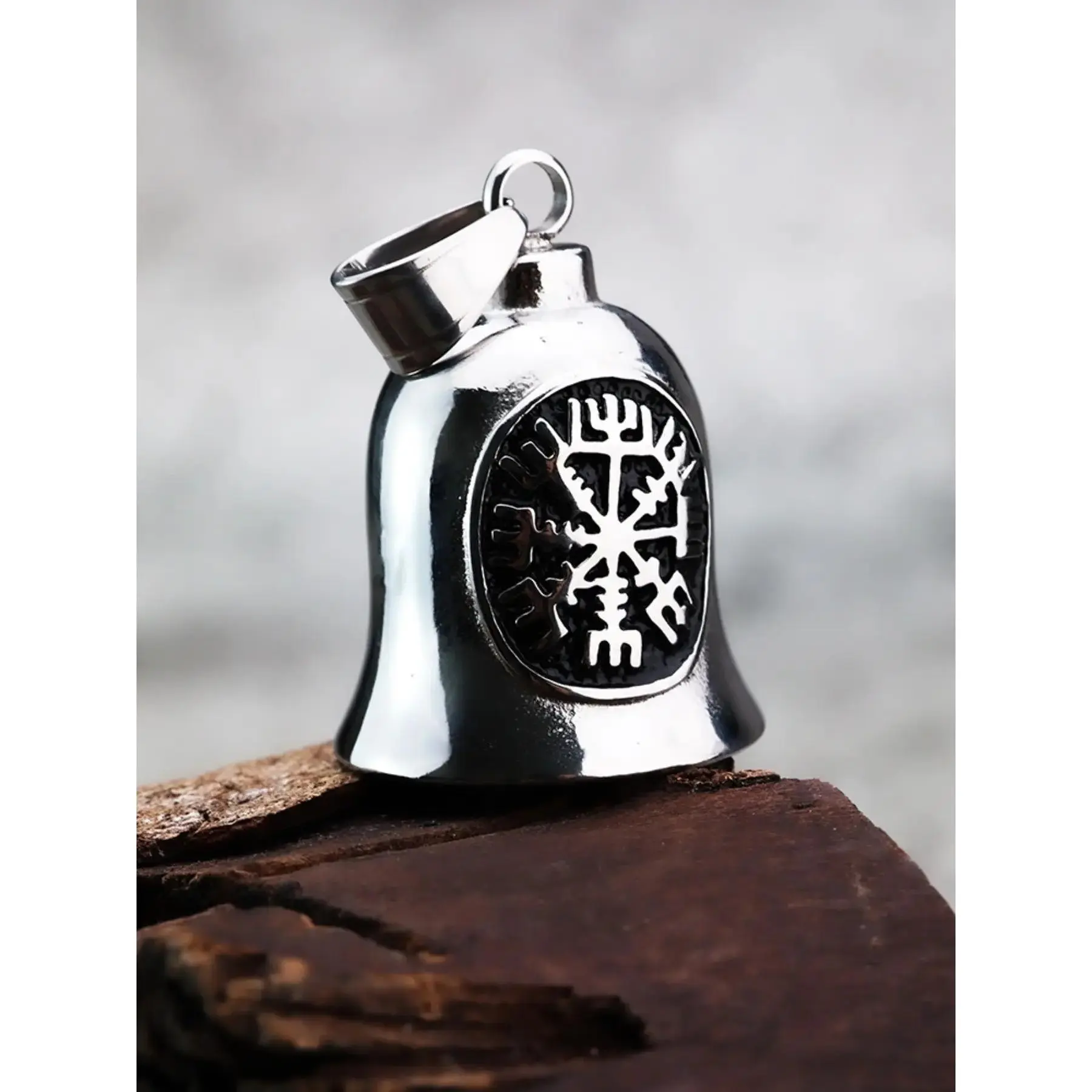 Guardian Bell for Motorbikes, Gremlin Viking Vegvisir Nordic Motorcycle Bell with Keychain, Stainless Steel Key Rings Motorbike Accessories Lucky Gifts for Women and Men