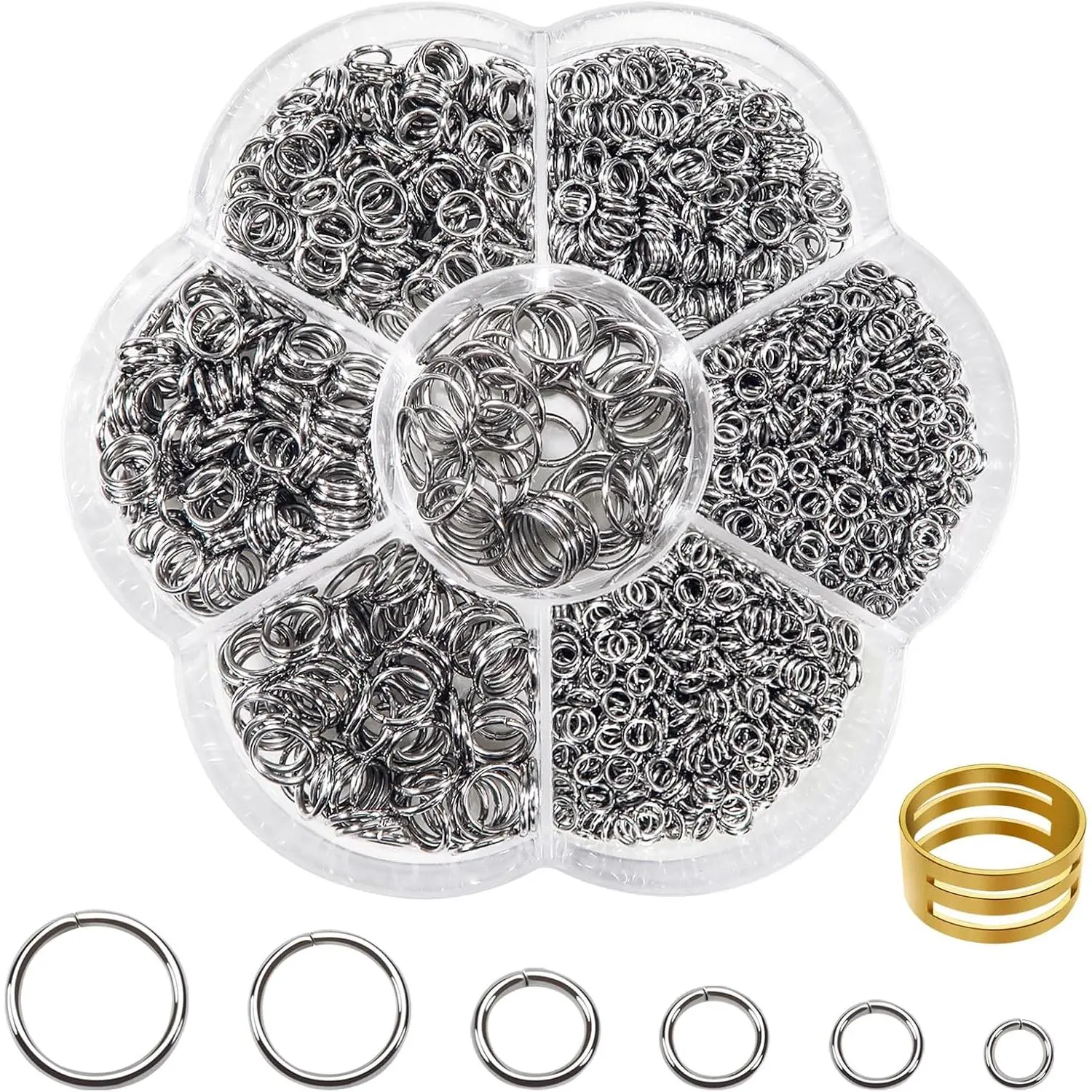 1000 count Jump Rings for  Making Stainless Steel Open Jump Rings Connectors O Ring Chainmail for DIY Crafts Necklaces Bracelets Keychains 4mm 5mm 6mm 7mm 8mm 10mm