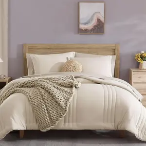 Full Comforter Set - 7 Pieces Apricot Beige Bed in a Bag Full Size Bedding Sets with Comforters, All Seasons Down Alternative Comforter with Sheets,Pillowcases & Shams