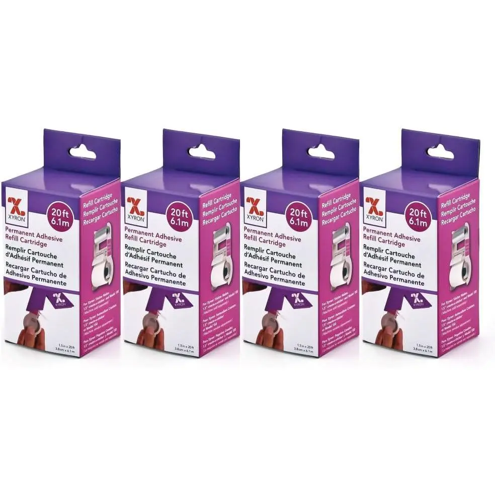 Permanent Adhesive Refills for X150 Sticker Maker, 1.5" x 20', Refill Cartridges, 4 Pack (AT155-20A)