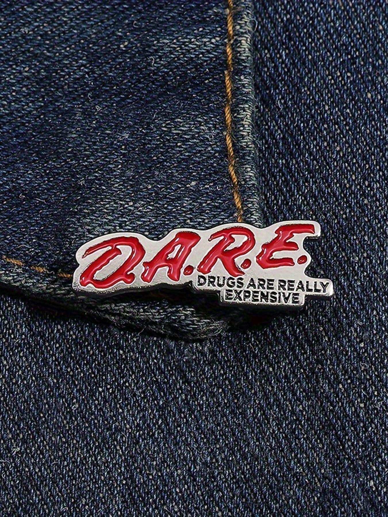Dare Enamel Pin, Geometric Lettering Metal Brooch, Fashion Accessory for Clothing and Bags, Simple Punk Style Badge
