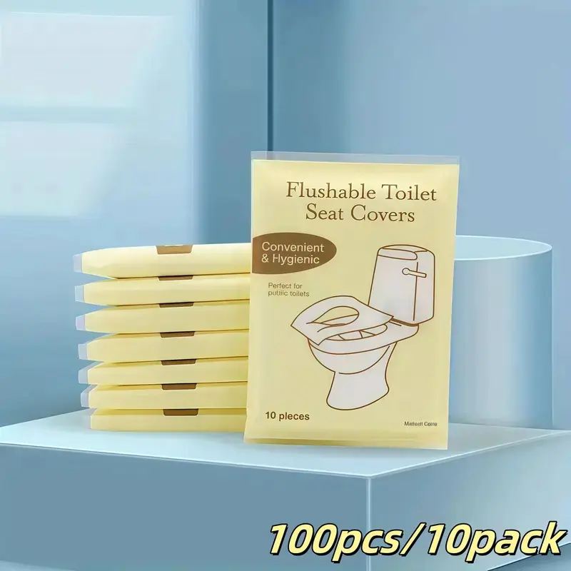 Disposable Toilet Seat Cover, 100/50/30/20/10Set Portable Flushable Toilet Seat Cover, Bathroom Supplies for Home & Travel & Camping, Toilet Lid Cover, Toilet Seat Protector  Flushable Travel Potty Liners For Public Restrooms, Airplanes & Road Trips campi
