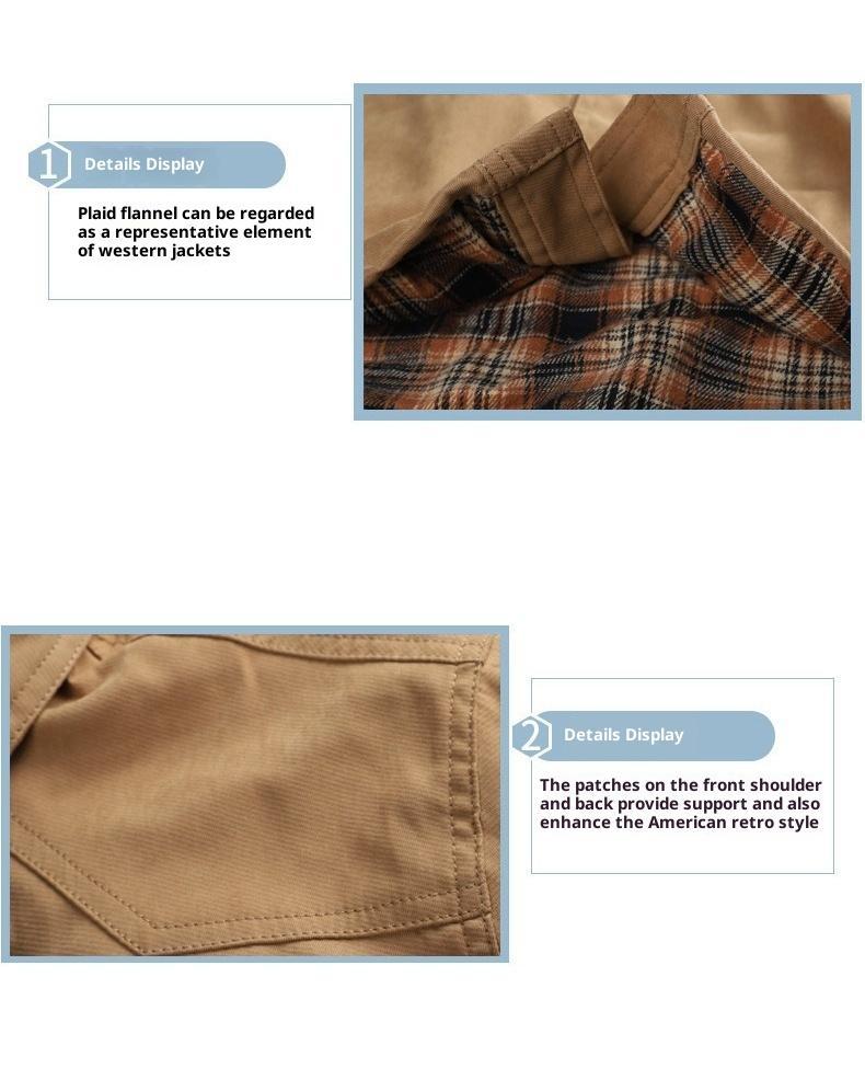 BIGWIG Men's Plaid Flannel Jacket, Winter Bomber Jacket, Warm Workwear Jacket, Flannel Lined, Lightweight Snap Button, Lapel Casual Jacket, Retro Western Style Jacket