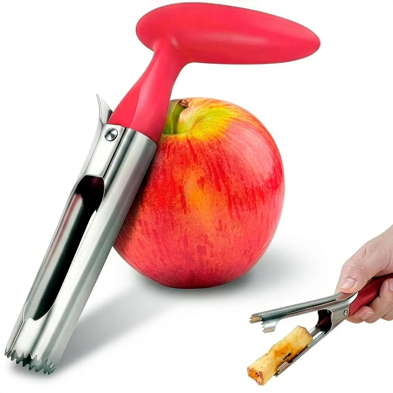 Apple Corer Tool – Stainless Steel Apple Core Remover with Durable Plastic Handle – Comtable Grip, Easy to Use, Dishwasher Safe & Long-Lasting |     Works  Apples, Pears, Tomatoes, Peppers & More