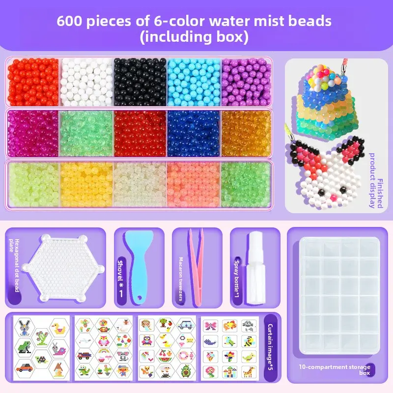 Luminous Crystal Magic Beads Toy Set - DIY Educational Craft Gift for Kids' Birthday (Indoor Recreation Activity Kit), Jewelry Making, [Pink Storage Box] 24 Colors Of Candy Beads, Gift Box Contains 15 Colors, 2200 Pieces