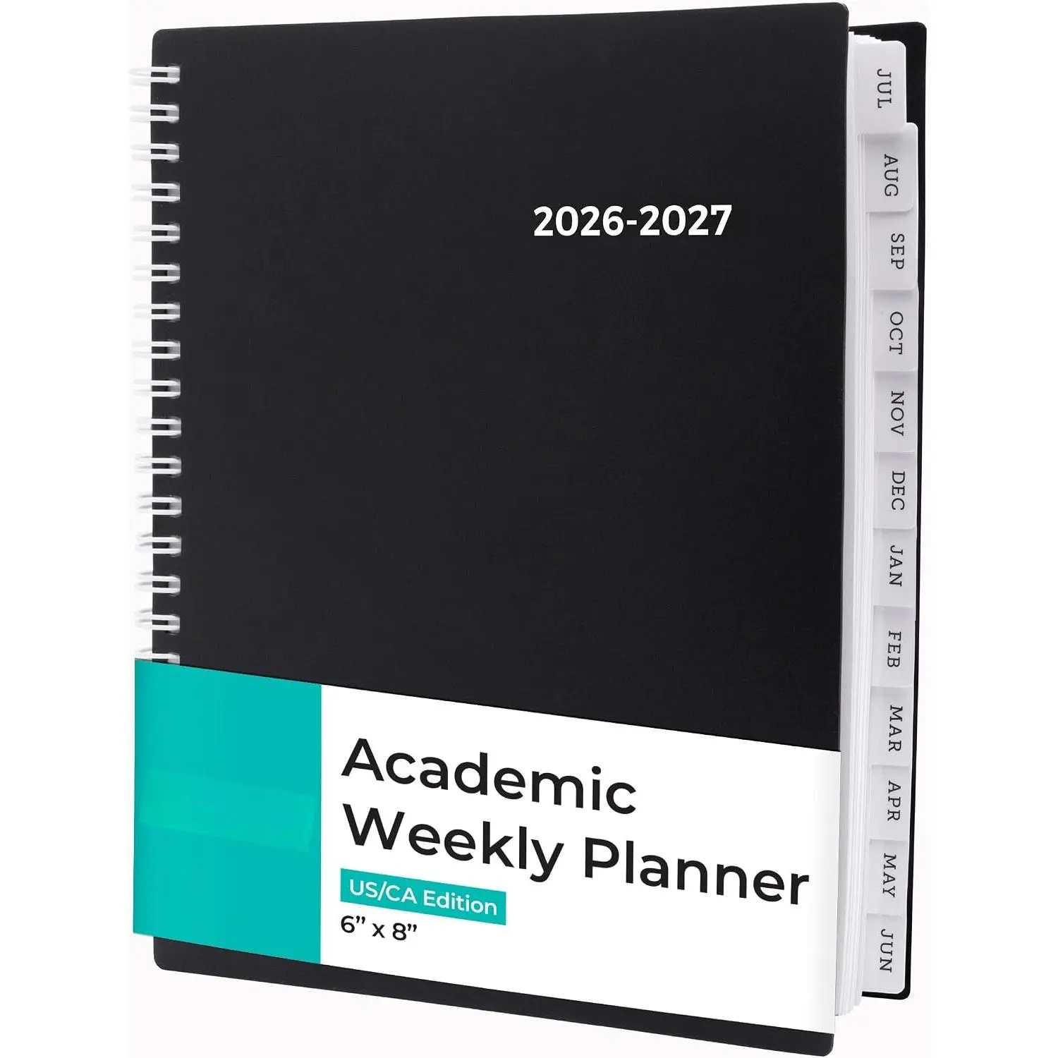2026-2027 Academic Planner Daily Weekly 8x6 Black | Academic Calendar And 8x6 Agenda July 2026 To June 2027, With Student Notes Pages, -wire Binding For School And Work