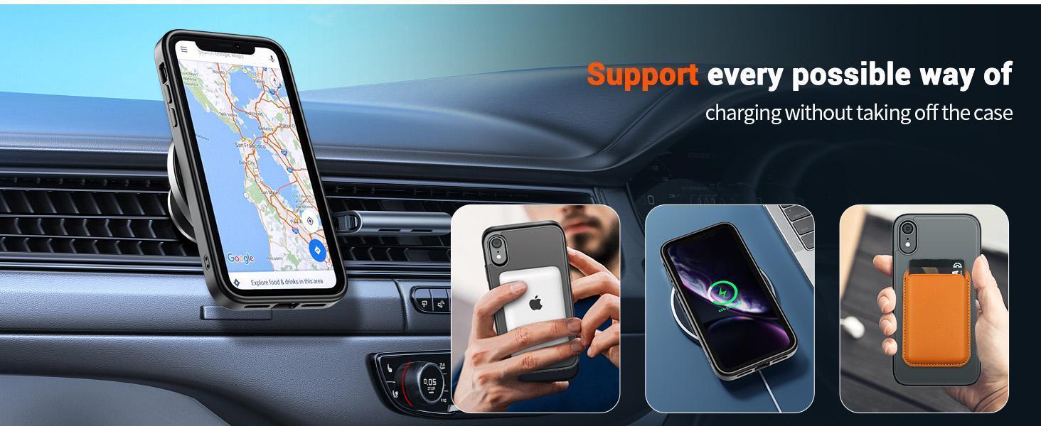 Magnetic for iPhone XR Phone Case(Compatible with MagSafe)(Military Grade Drop Protection) Slim Translucent Matte Shockproof with Anti-Fingerprint Phone Cover,Black