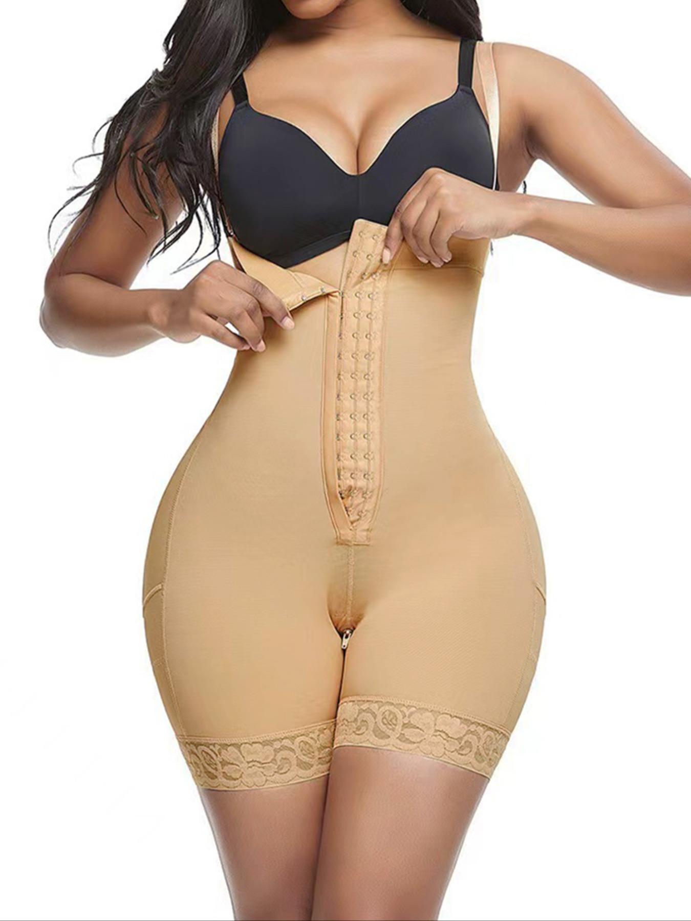 Women's Strappy Adjustable Strap Contrast Lace Shapewear Bodysuit, Tummy Control Butt Lifter, High Waist Shaper for Postpartum Recovery, Gym, Cycling, Swimming