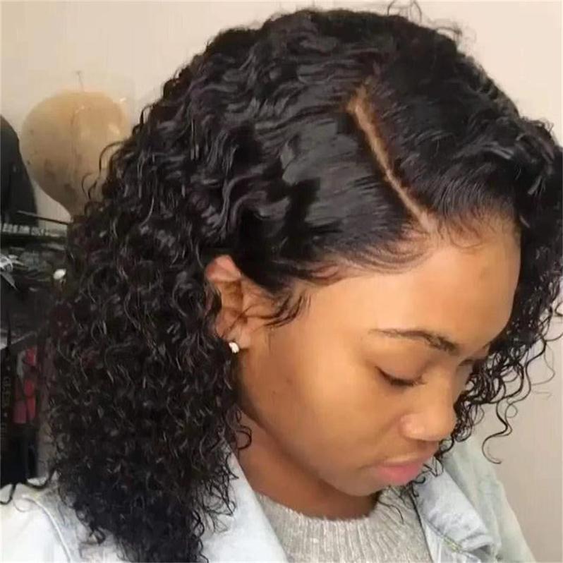 Glueless Wigs Water Wave Wig - Deep Wave Curly Bob Wig Lace Frontal Wigs 150 Density 14 inch, Valentine's Day Gift