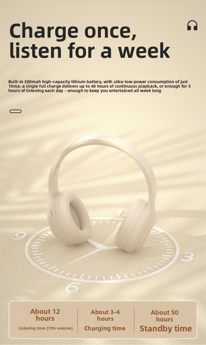 DR58 Wireless Headphones Noise Cancelling Over Ear Bluetooth Headset Long Battery Life for Travel Sports High Bass Hifi Sound Headphones