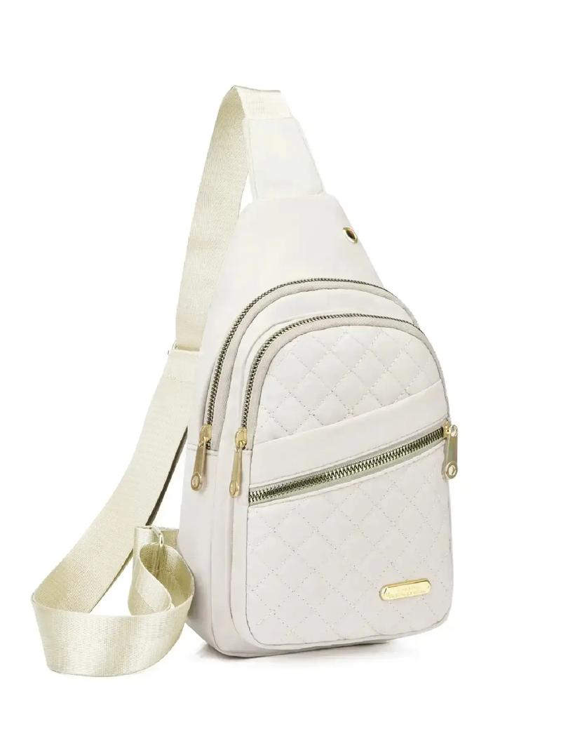 Summer Quilted Fanny Pack, New Summer Outfits 2024 All-match Large Capacity Crossbody Bag, Casual Solid Color Designer Chest Bag for Daily Use, Fashionable Crossbody Bag