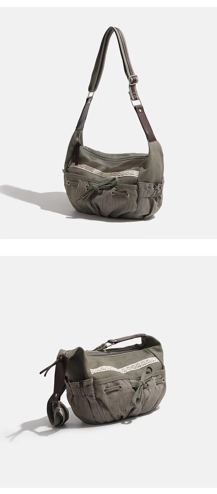 2025 New Designer Women Casual Shoulder Bag Y2K Aesthetic Streetwear Drawstring Handbag Vinage Crossbody Bag Denim Bag