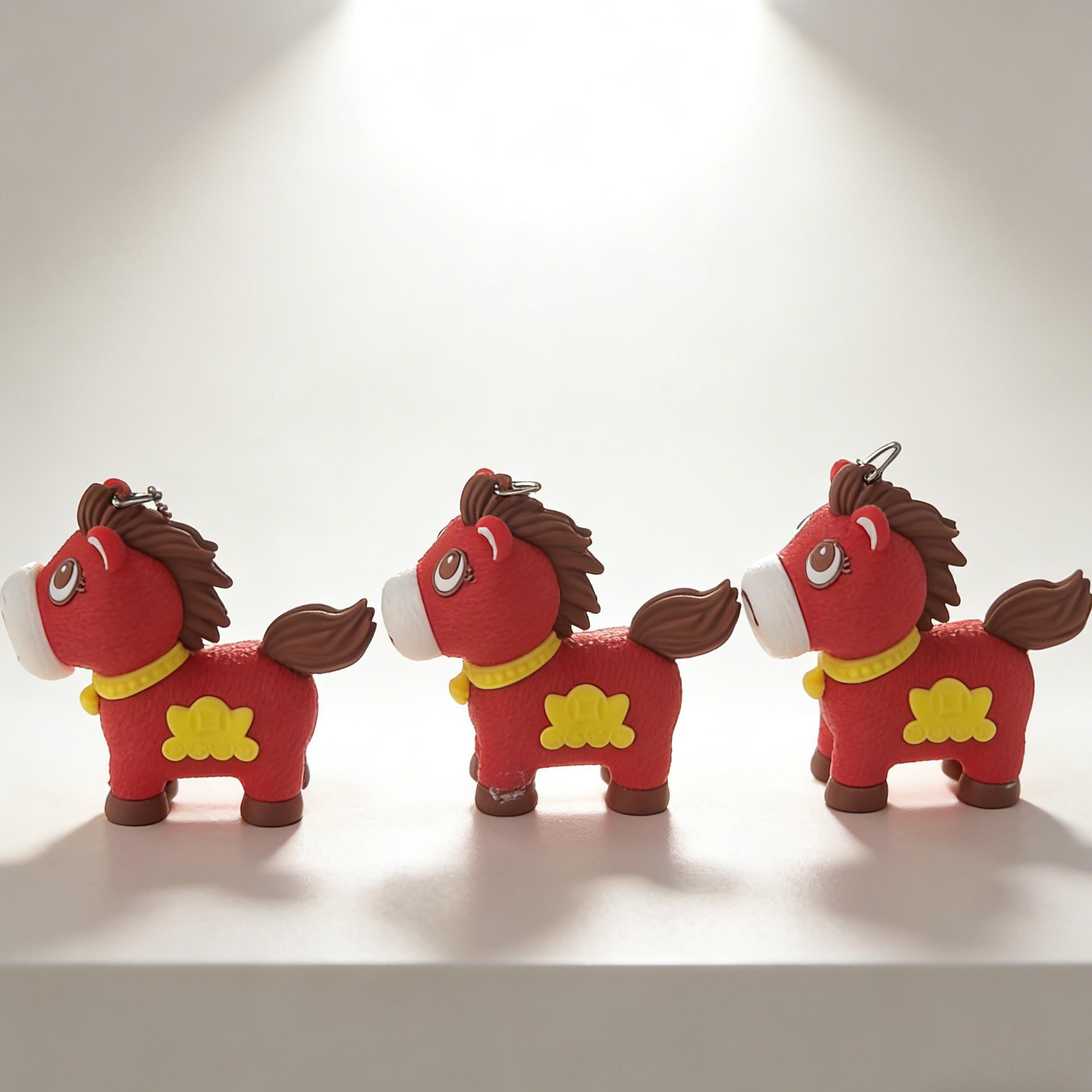 2026 Year of the Horse New Trendy 3D Printed Funny Mood Horse Keychain Stress Relief Gadget Creative Backpack Pendant