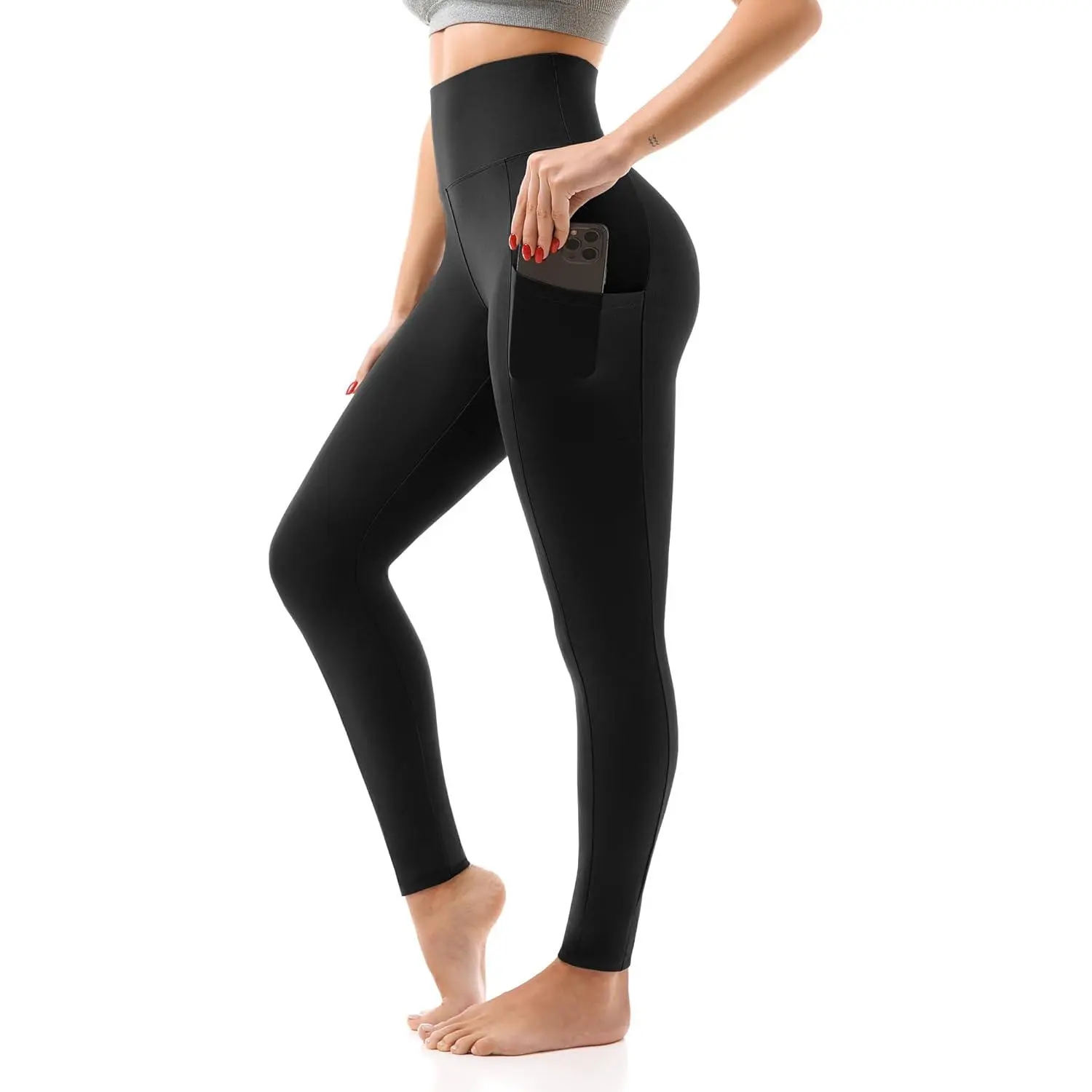 Women's High-Waisted Leggings with Pockets - Buttery Soft Stretchy Fabric Yoga Pants for Casual Wear (Full Length & Capri Options)