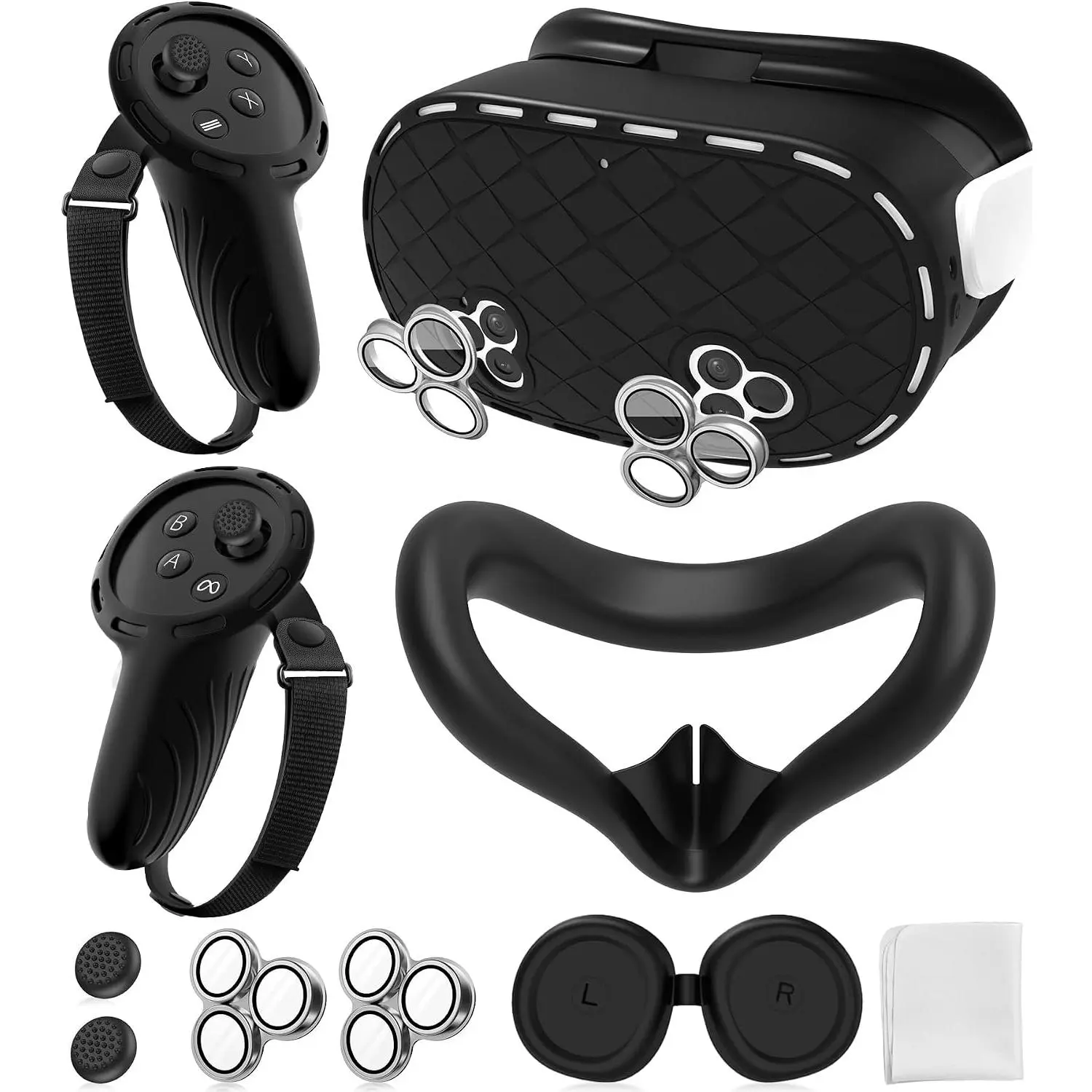 Cover Set Compatible with /Oculus  3s Accessories,   Cover, Controller Grip Cover, Camera Lens Protector, VR Shell Cover, Protective Lens Cover, Not Fit  3