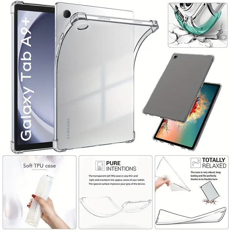 For Samsung A9/a9 Plus/a9+ Tablet Transparent Clear Case, Air Hybrid Ultra-Thin Shockproof Protective Tpu Cover with Protection, Tablet Computer Accessory, Fits Samsung A9 8.7"/a9 Plus/a9+ 11 Inch