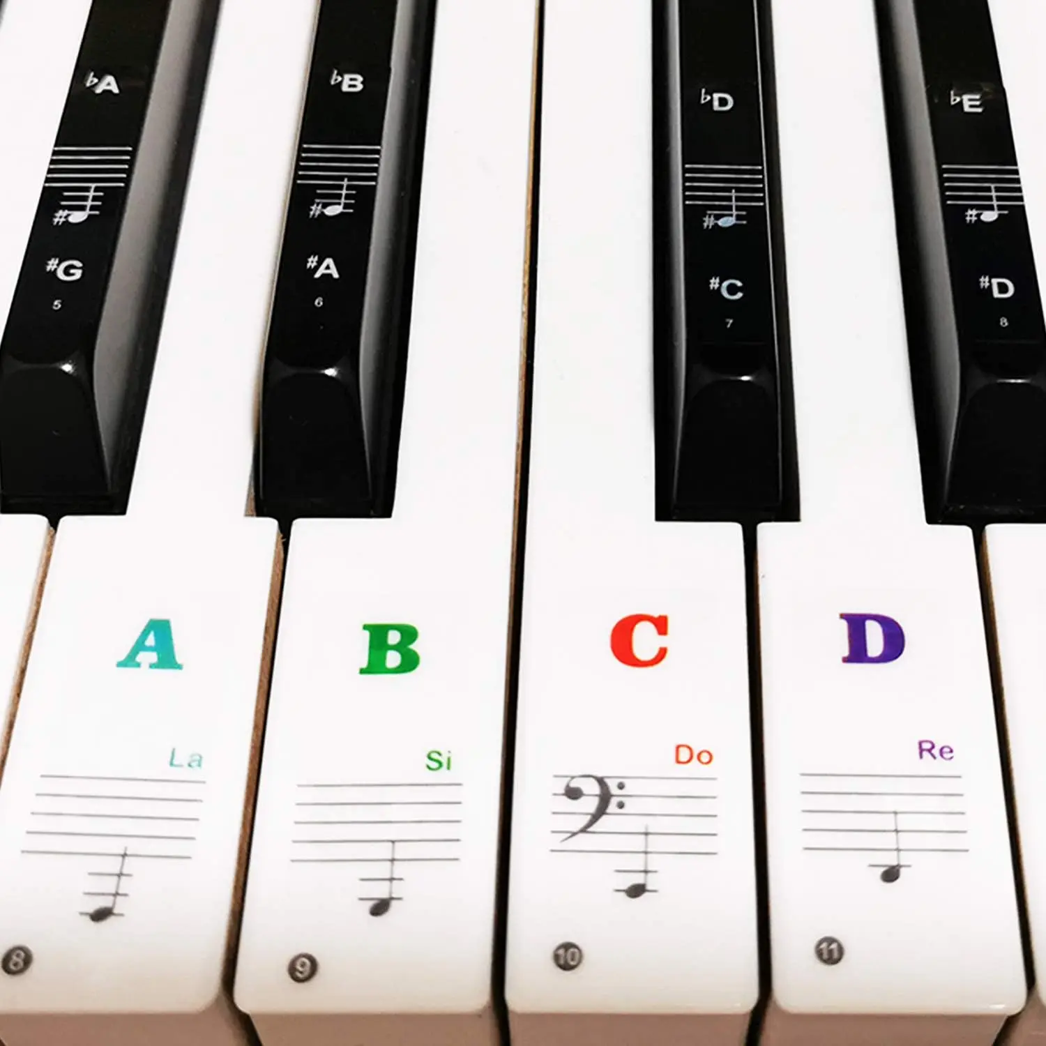 Piano Keyboard Stickers for 88/61/54/49/37 Key, Bold Large Letter Piano Stickers for Learning, Removable Piano Keyboard Letters, Notes Label for Beginners and , Multicolor