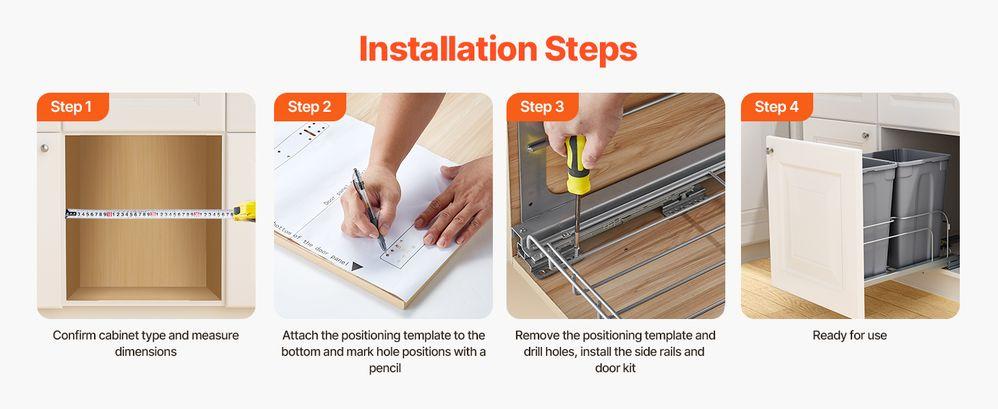 Double Pullout Waste Container Kitchen Trash Can with Soft Close Grey 27QTx2