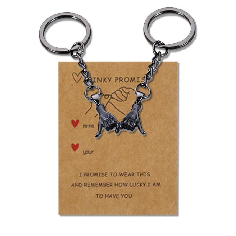 Pinky Promise Matching Couple Keychain Set, Interlocking Hand Metal Key Ring, Romantic Valentine's Day Gift for Boyfriend Girlfriend Pinky Promise Matching Couple Keychain Set, Interlocking Hand Metal Key Ring, Romantic Valentine's Day Gift for Boyfriend Girlfriend