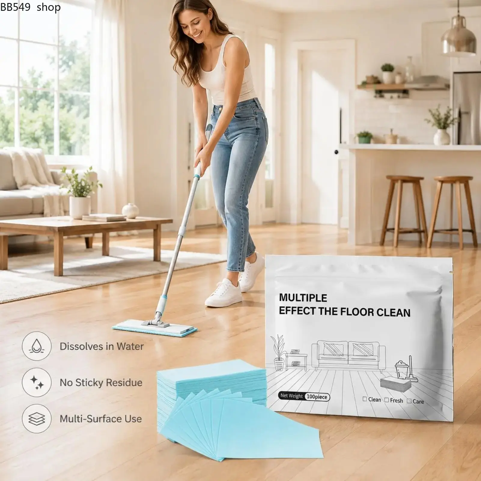 100 Piece Floor Cleaning Tablets Multi-SurfaceCleaner for Hardwood Laminate Tile & RV WallsAntibacterial Deodorization Maintenance