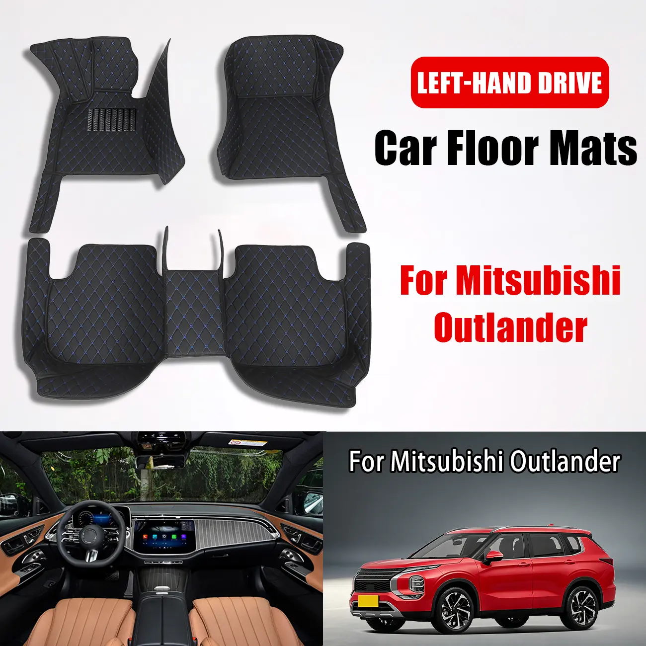 For Mitsubishi Outlander-2013-2016 Left wheel drive car floor mat, made of PU leather material and equipped with 360 degree high edge protection, with a non jamming throttle design, suitable for heavy weather, detachable and easy to clean