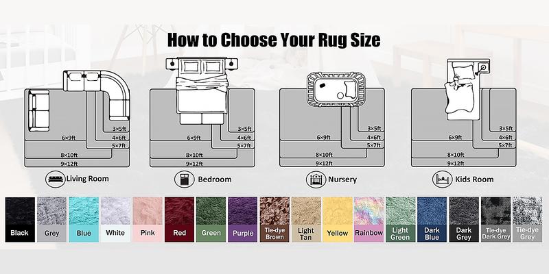 AAFKK Area Rugs For Living Room, Ultra Soft Large Shag Living Room Rug Fluffy Rug Carpet For Bedroom, Plush Modern Floor Rug For Kids Room Fuzzy Rug For Home Decor Aesthetic, Tie-dye Black Grey