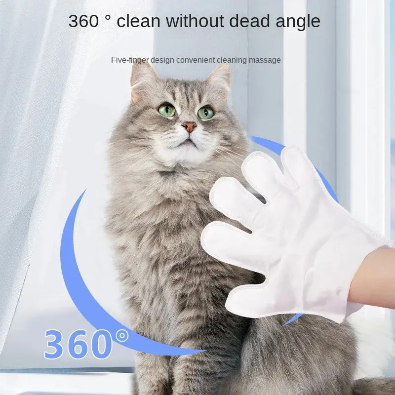 Multi Area Pet Cleaning Mitt Wipes Gentle Hydrating Formula Suitable For Cleansing Pet Face Paws Ears Body And Buttocks Anytime