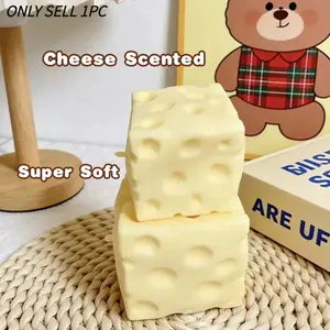 Cheese Cube Stress Ball, TPR Stress Reliever, Big Cheese Shapeable Squeeze Ball, Non-Bounce Fidget Toy, Asmr Sensory Anti-Stress, Christmas Gift