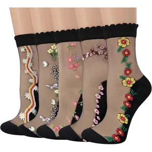5 Pack Sheer Socks  Women Ruffle Delicate Nylon Mesh Ankle Socks Low Cut No Show Breathable Transparent Sock