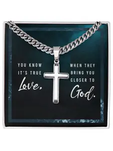 Christian Cross Necklace,Love God Bible Verse Jewelry Inspirational Scripture Jewelry, Religious Gift for Her Him,Easter Christmas Baptism