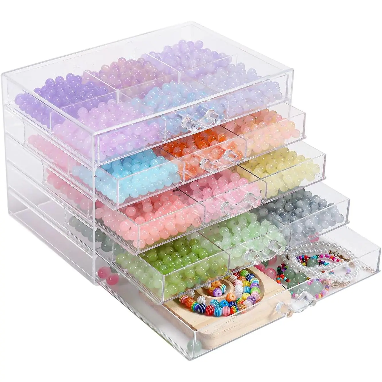 5-Tier Large Bead Organizer Box,   Storage Bead Containers with 5 Drawers, Suitable for Bracelet Making DIY Storing Beads  Rock Buttons.