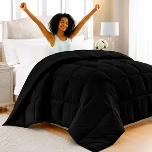 LUX Décor King Comforter – 102x90-Soft Down Alternative Duvet Insert with Corner Tabs & Box Stitching, Hotel Quality Plush Hypoallergenic Microfiber, Oeko-TEX Certified – Black