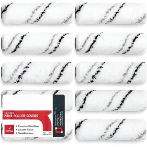 10-Pack 4 Inches Mini  Roller Covers for Smooth and Lint-Free Finish - 3/8 Nap -   -  Microfiber Roller Naps for  Paints and Stains