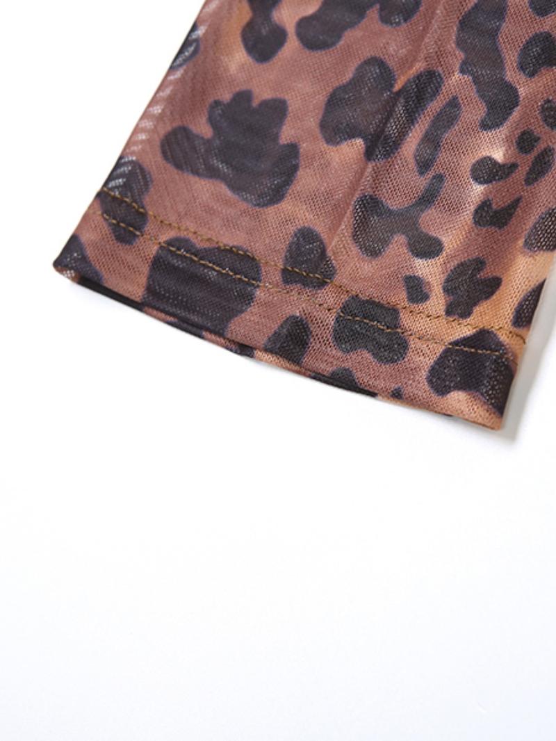 Women's Leopard Print Romper, Leopard Print Jumpsuit, Fashion Lady Casual Long Sleeve Bodycon Romper for Daily Outdoor Wear, Women Romper for Summer, Womenswear