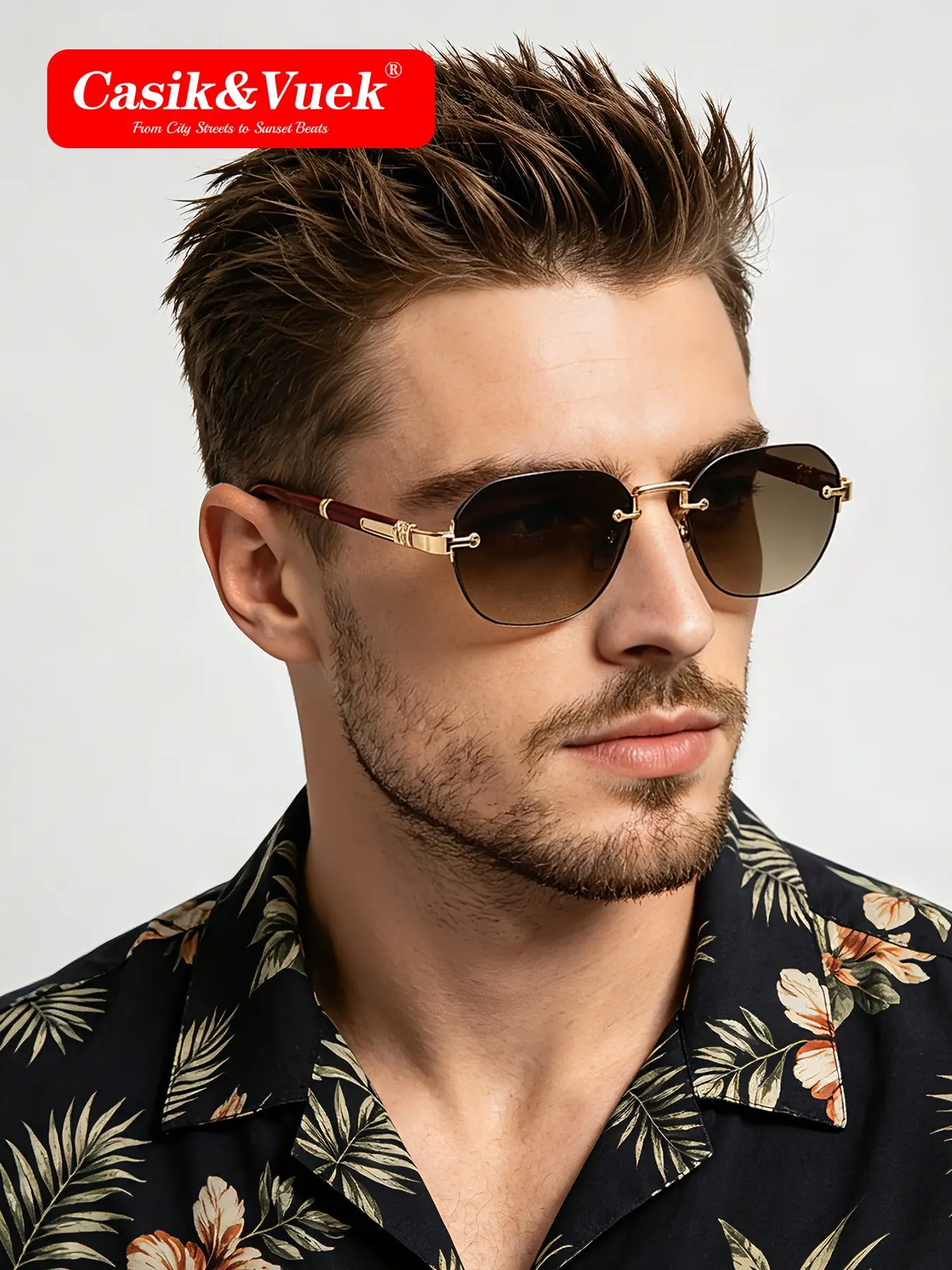 Casik&vuek Men's Uv400 Sunglasses, Lightweight Frameless Design, Casual Style, Ideal for Outdoor Activities, Travel & Driving