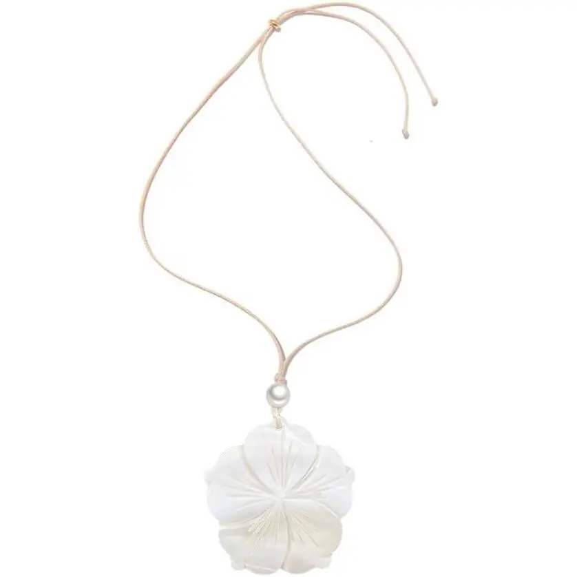 Boho Shell Flower Big Charm Pendant Necklace for Women Dainty Cute Long Rope  Choker Necklaces Adjustable Chain Fashion   Her