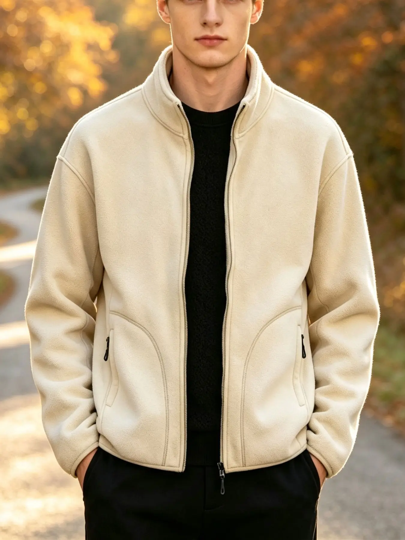 Unisex Polar Fleece Sweatshirt, Fall Winter Outdoor Warmth, Loose Fit Casual Pullover, Men Women Long Sleeve Top, Soft & Cozy