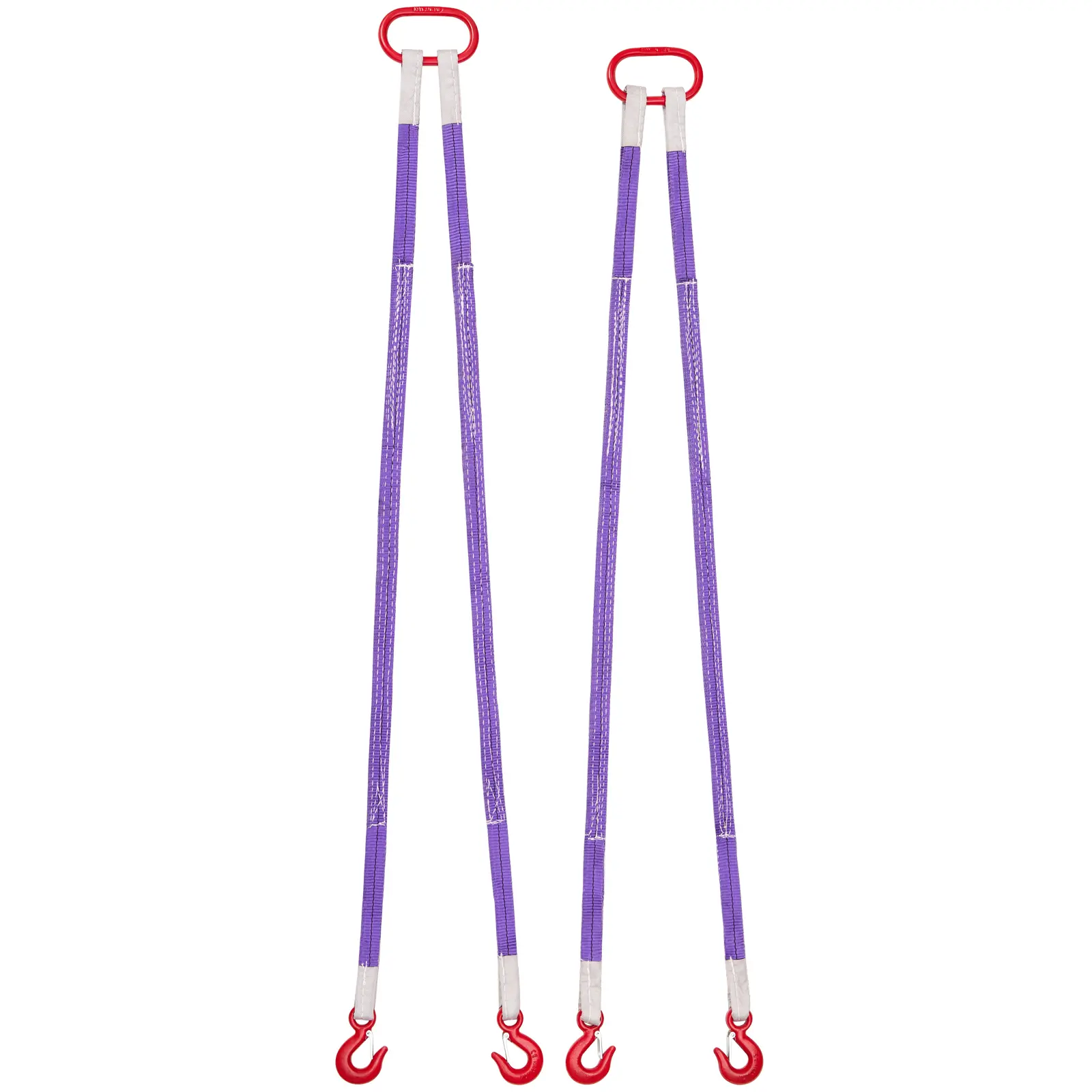 Lifting Sling Straps, Heavy Duty Rigging Strap, Carbon Steel+ Polyester Construction, 2Pcs Two-Leg Polyester Bridle Sling with Hooks, Safety Latch Design, Polyester Strap