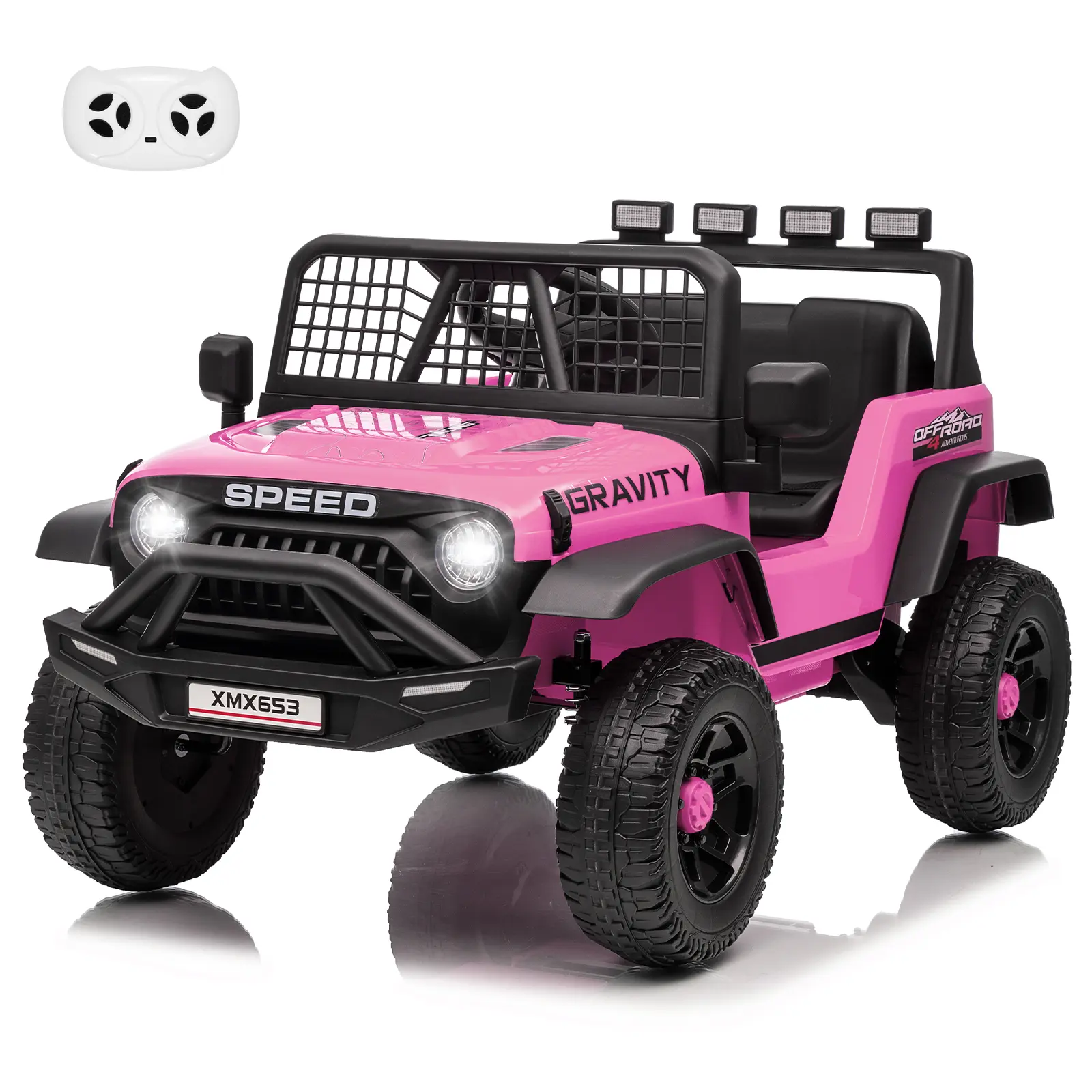 12V Kids Ride-On Truck Car w/ Parent Remote Control - 3 Speeds Up to 5 MPH, Dual Drive, Spring Suspension, LED Lights, Music - Single Seat Battery Powered Electric Vehicle Toy, Multiple Colors
