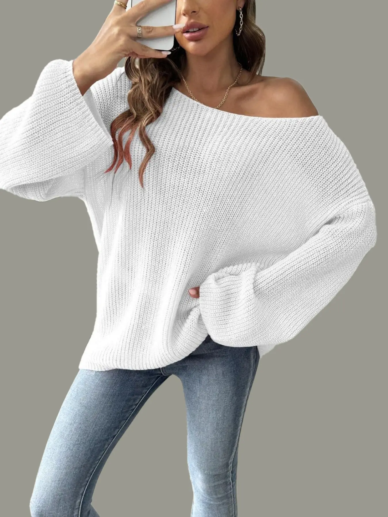 Oversized Slouchy Baggy Off Shoulder Knit Sweater | Y2K Aesthetic Loose Long Sleeve Boat Neck Pullover | Cozy Hollow Out Chunky Knit Top for Fall Winter Casual Outfits