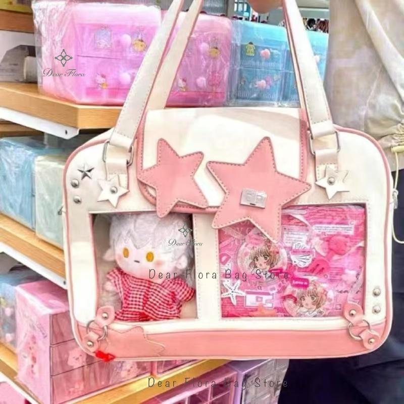 Y2K Trendy Star Ita Bag Lolita Girl Transparent Pocket Women's DIY Display Shoulder Bag Fashion Crossbody Bag Cute Purse Handbag