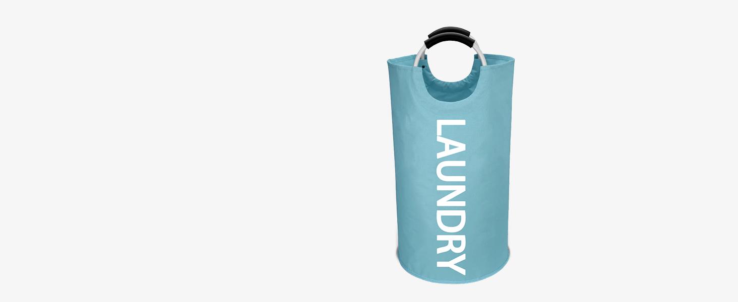 125L Large laundry basket,Collapsible laundry hamper, Tall Clothes Baskets Folding Washing Bin Foldable Fabric Hamper Bags for Bedroom, Closet,Bathroom,College,laundry bag,lightblue