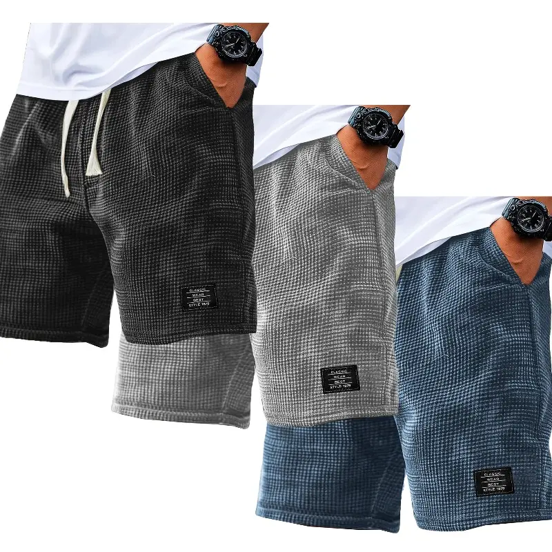 3pack Men's Drawstring Casual Shorts With Side Pockets Loose Fit Knee Length Workout Walking Short Pants Multipack Streetwear Summer Daily Wear