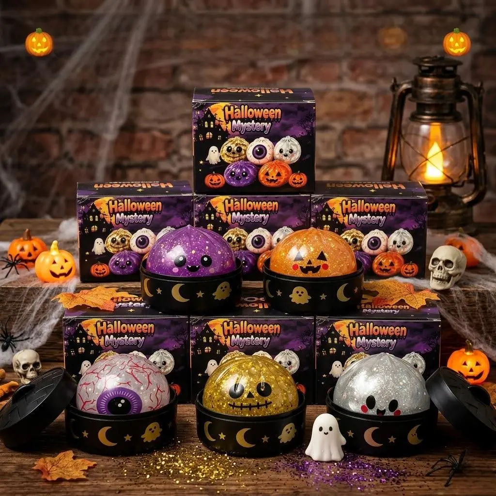 Halloween Mystery Ghost Slow-Rising Squishy - PU Foam Fidget Toy, Spooky Basket Stuffer in Window Box (1 Pc)