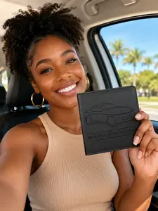 Elegant Car Registration Wallet Holder, PU Leather Insurance and Driver License Organizer for Women Men, Compact Vehicle Document Case with Magnetic Closure, Travel Essential Car Accessory Gift for Girlfriend Wife Mom, Christmas Birthday Halloween Favori