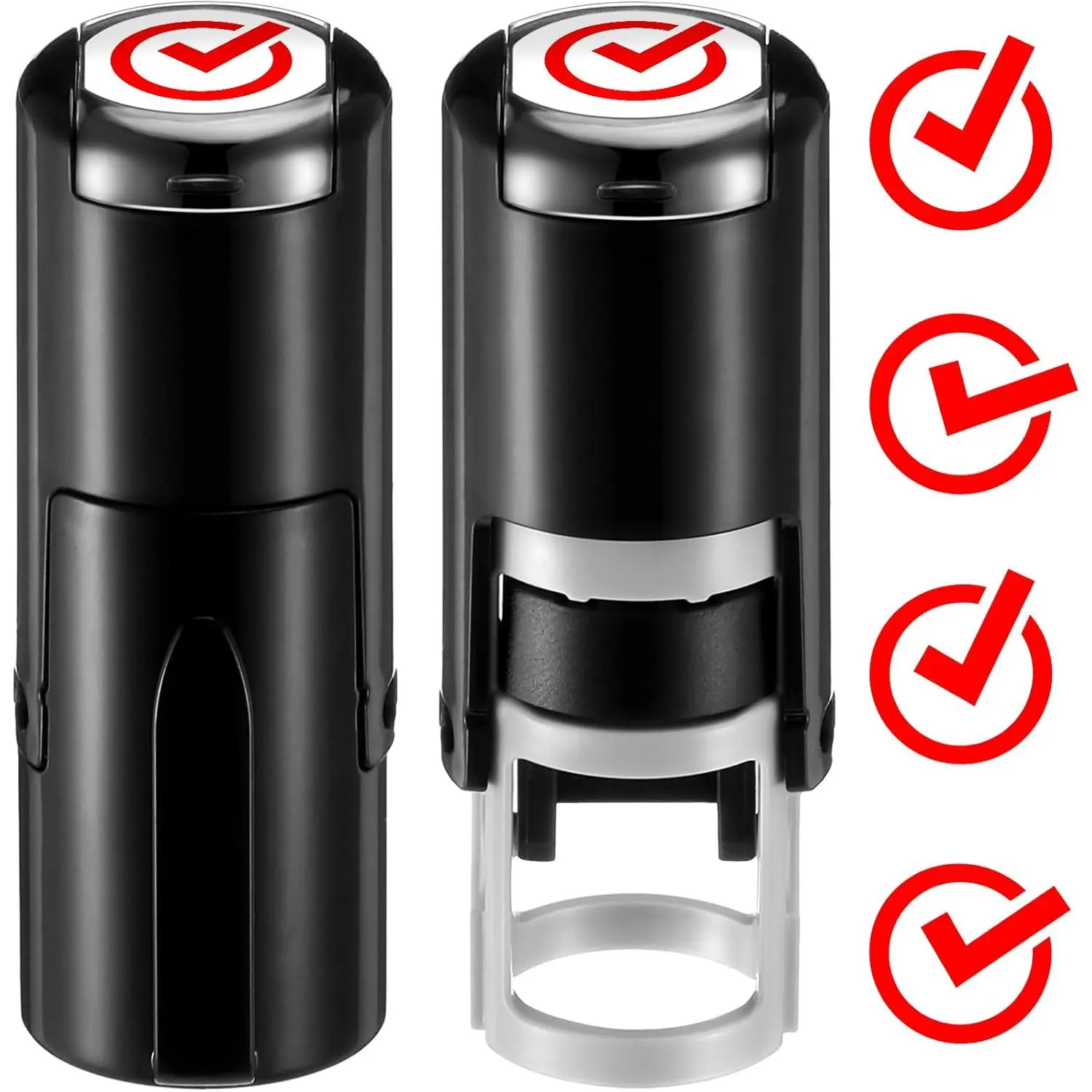 Supervitae 2 Pack Checkmark Print Stamps Red Ink Checkmark Stamper Mini Self Inking Stamps for Party Activities Craft Supplies