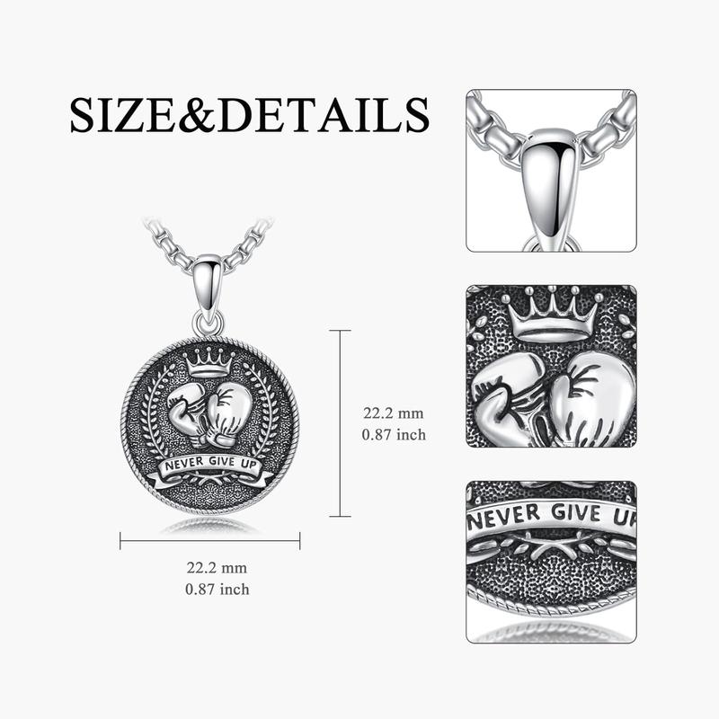 MEIDERBO Boxing Glove Necklace - 925 Sterling Silver Boxing Glove Pendant - Hip Hop Punk Jewelry - Gifts for Men & Women men chain necklace